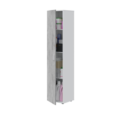 Ruben Narrow Grey & White 1 Door Universal Utility Storage Cupboard - 3245 - UK Luxury Furniture